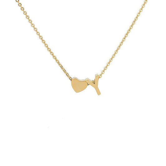 An English letter heart and heart combination necklace