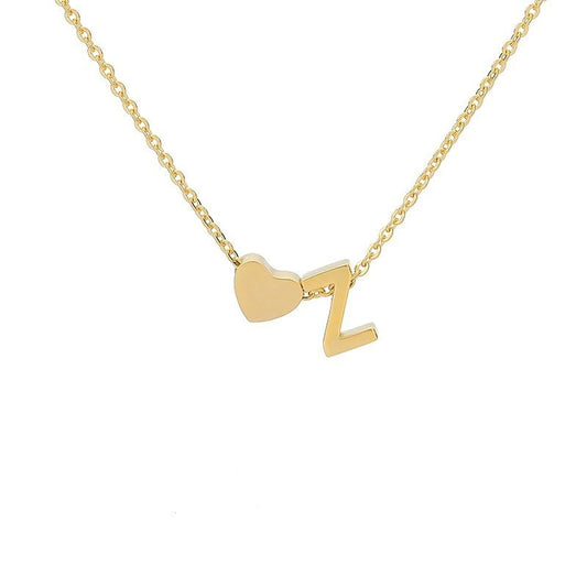 An English letter heart and heart combination necklace