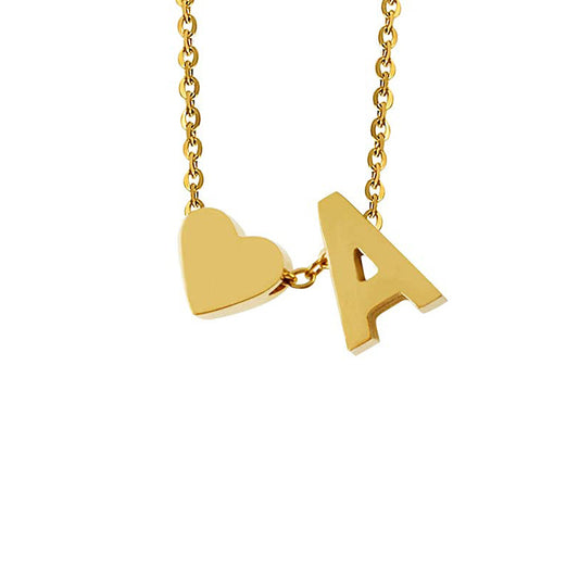 An English letter heart and heart combination necklace
