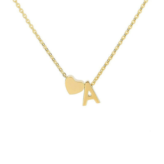 An English letter heart and heart combination necklace