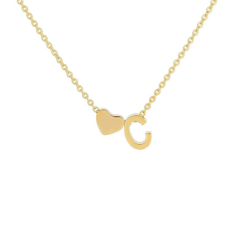 An English letter heart and heart combination necklace
