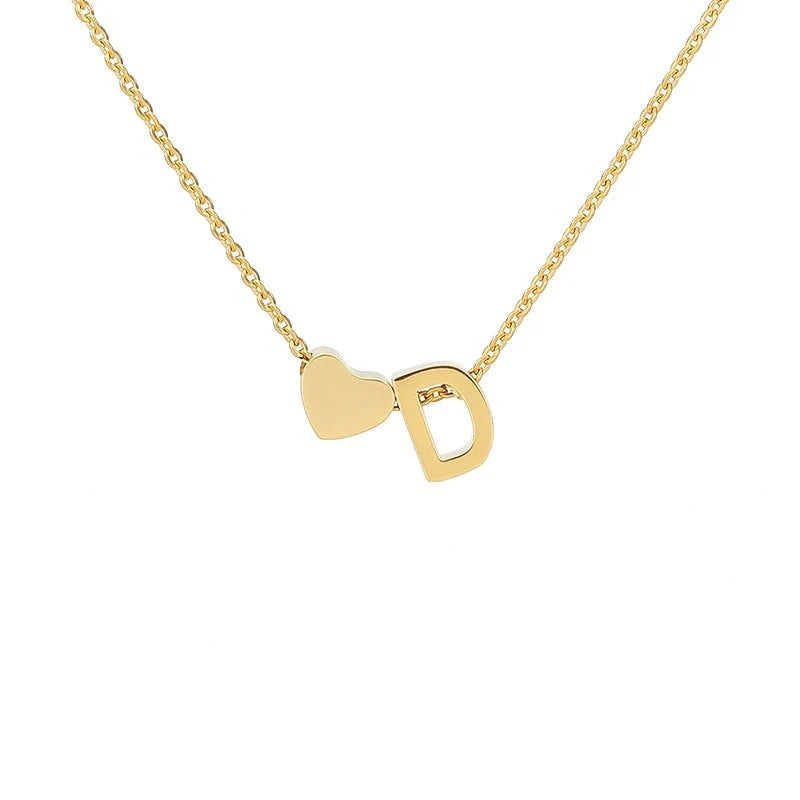 An English letter heart and heart combination necklace