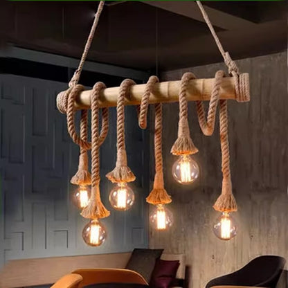 Ancient hemp rope chandelier