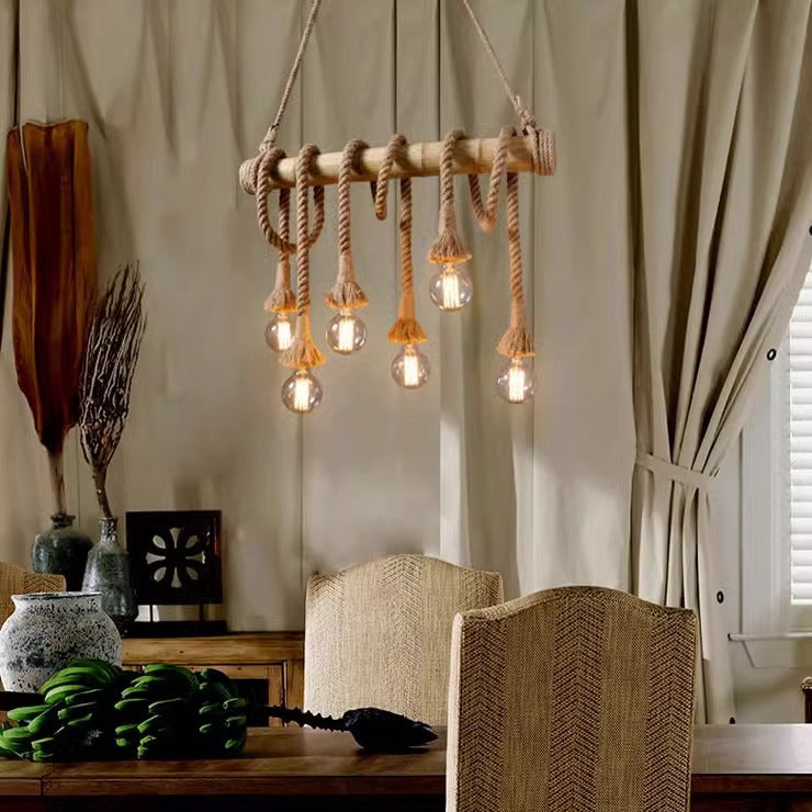 Ancient hemp rope chandelier