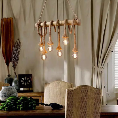 Ancient hemp rope chandelier