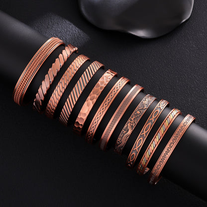 Ancient pure copper bracelet, copper-red antique copper brushed magnet bracelet, entrepreneurial design, striped twisted bracelet, factory wholesale
