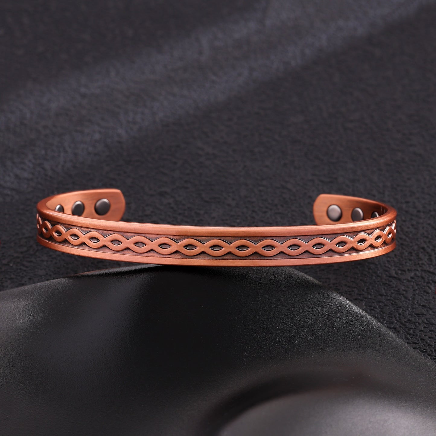 Ancient pure copper bracelet, copper-red antique copper brushed magnet bracelet, entrepreneurial design, striped twisted bracelet, factory wholesale