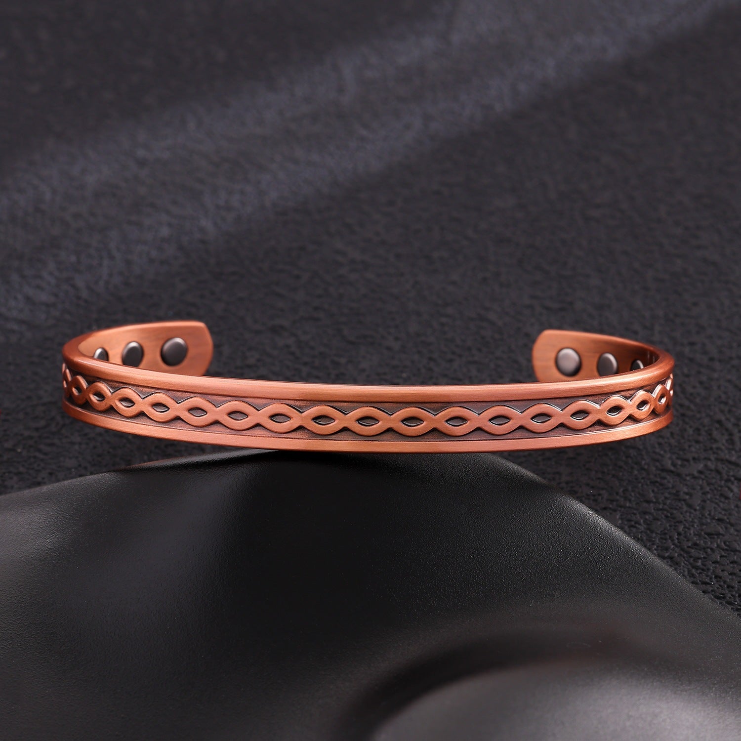 Ancient pure copper bracelet, copper-red antique copper brushed magnet bracelet, entrepreneurial design, striped twisted bracelet, factory wholesale