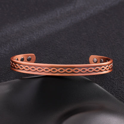 Ancient pure copper bracelet, copper-red antique copper brushed magnet bracelet, entrepreneurial design, striped twisted bracelet, factory wholesale