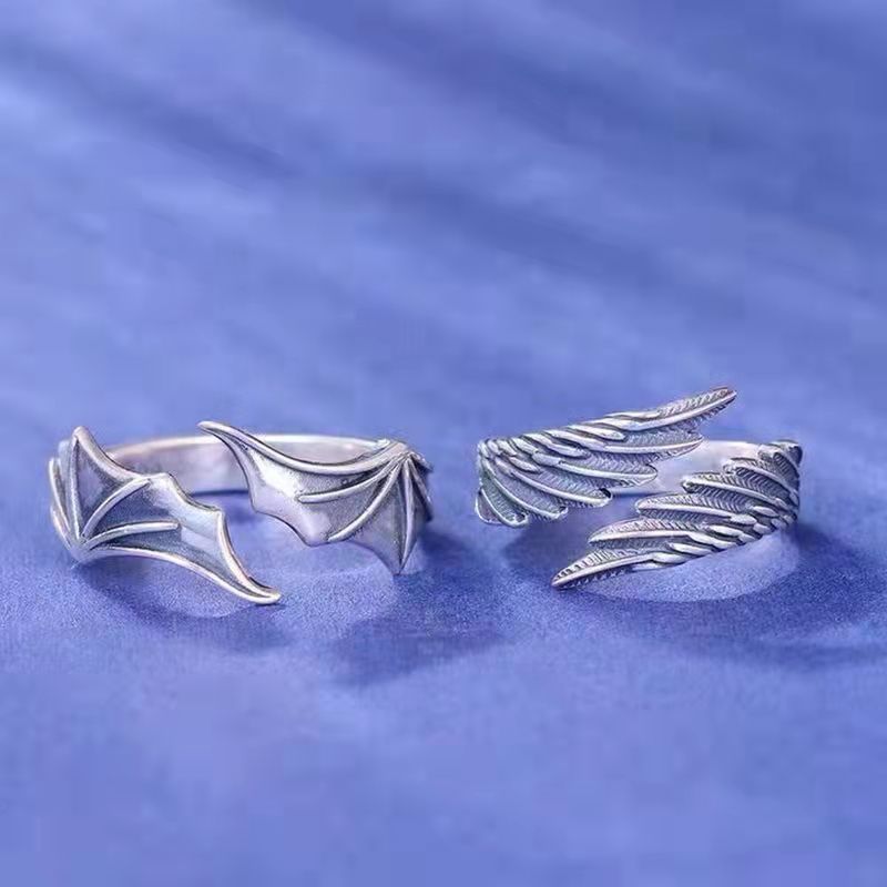 Angel Demon Wings Couple Rings