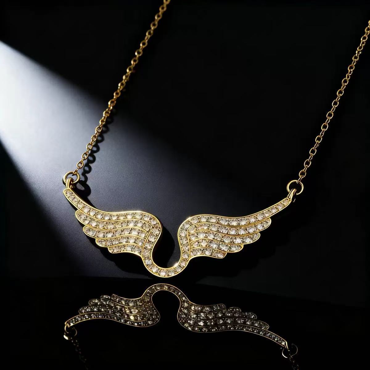 Angel Wing Zircon Pendant Necklace