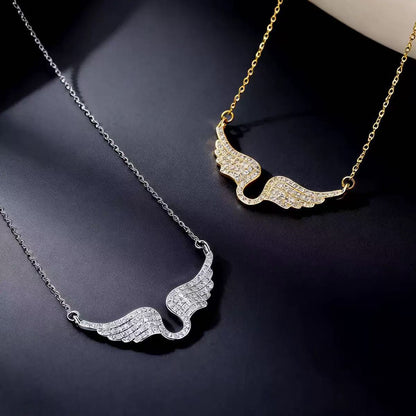 Angel Wing Zircon Pendant Necklace