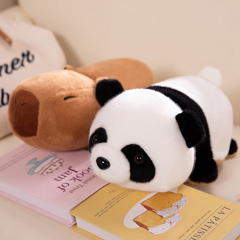Animal flips: Capybara transforms into a panda pillow