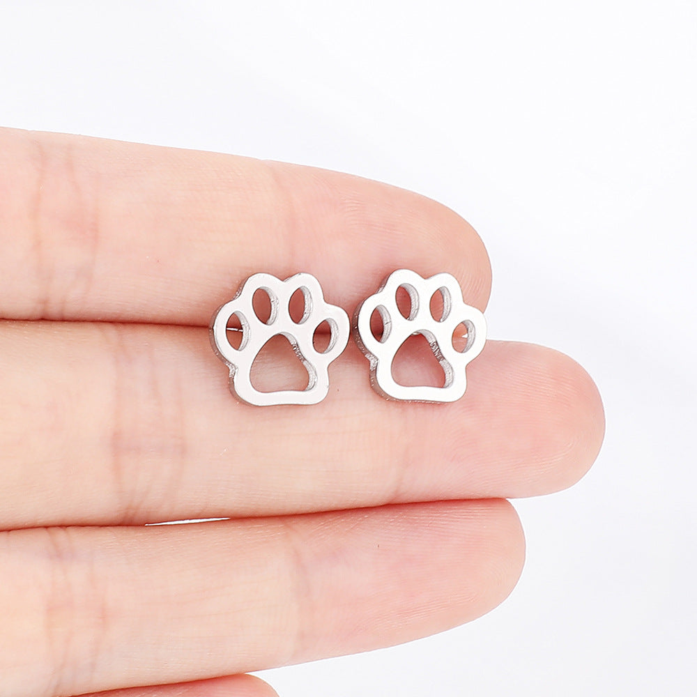 Animal Footprint Shape Stainless Steel Ear Studs