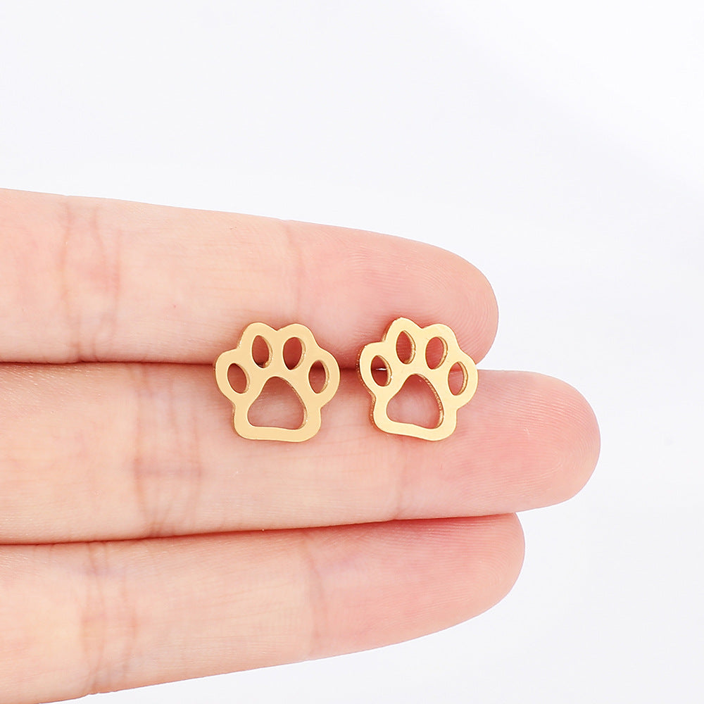 Animal Footprint Shape Stainless Steel Ear Studs