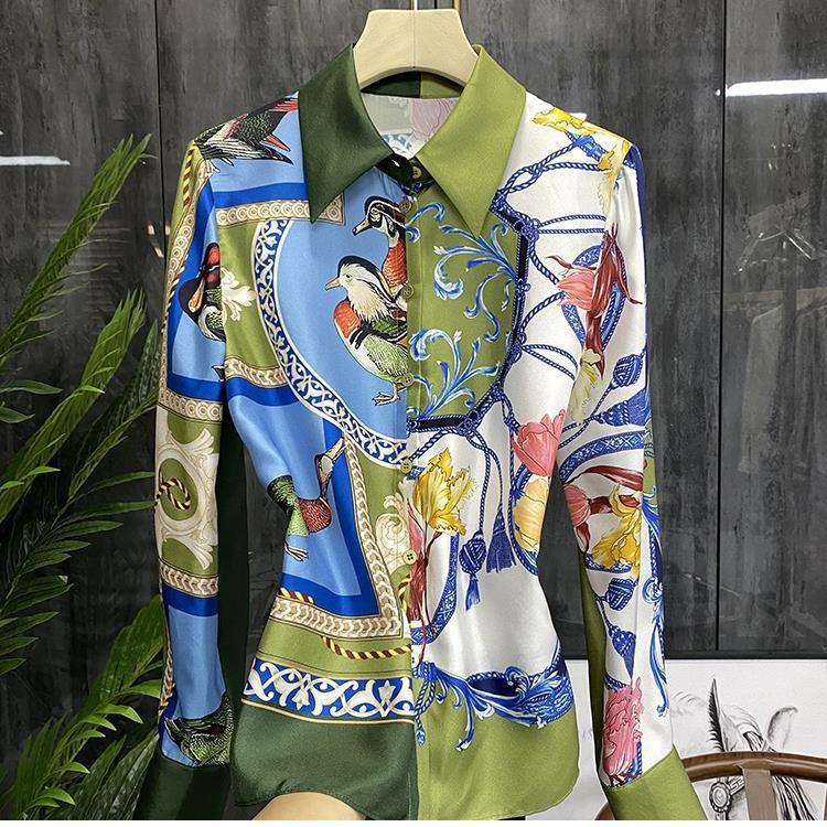 Animal Print Silk Twill Lapel Shirt