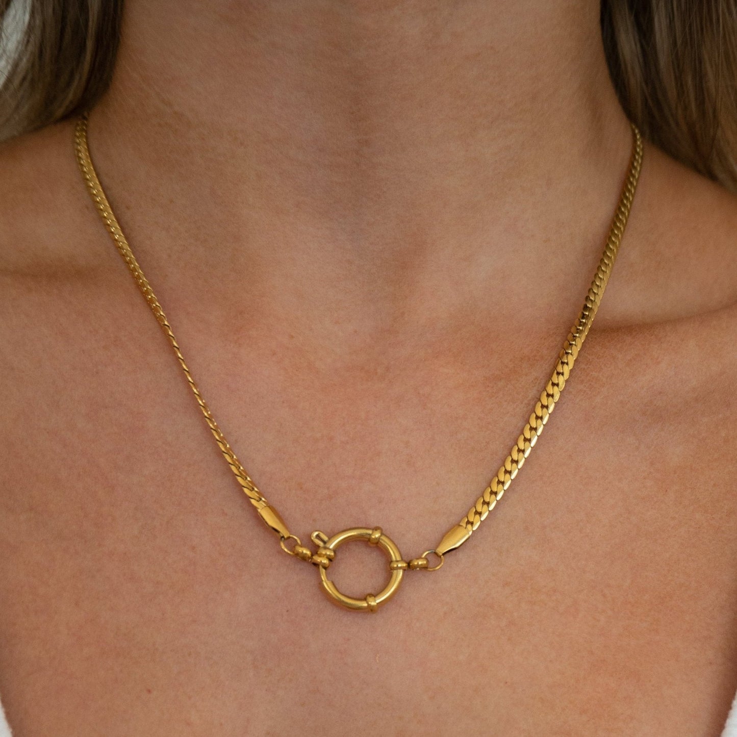 Animal Themed Stainless Steel Gold Plated Pendant Necklace