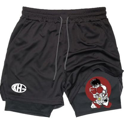 Anime Boxing Double Layer Sports Shorts