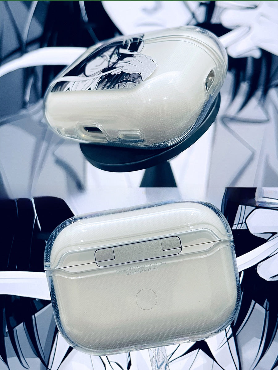 Anime Eren Yeager Design Transparent Soft TPU Case for Apple AirPods Pro/4/3/2