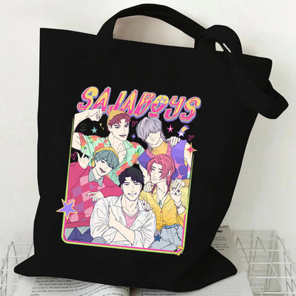 Anime-themed printed canvas bag