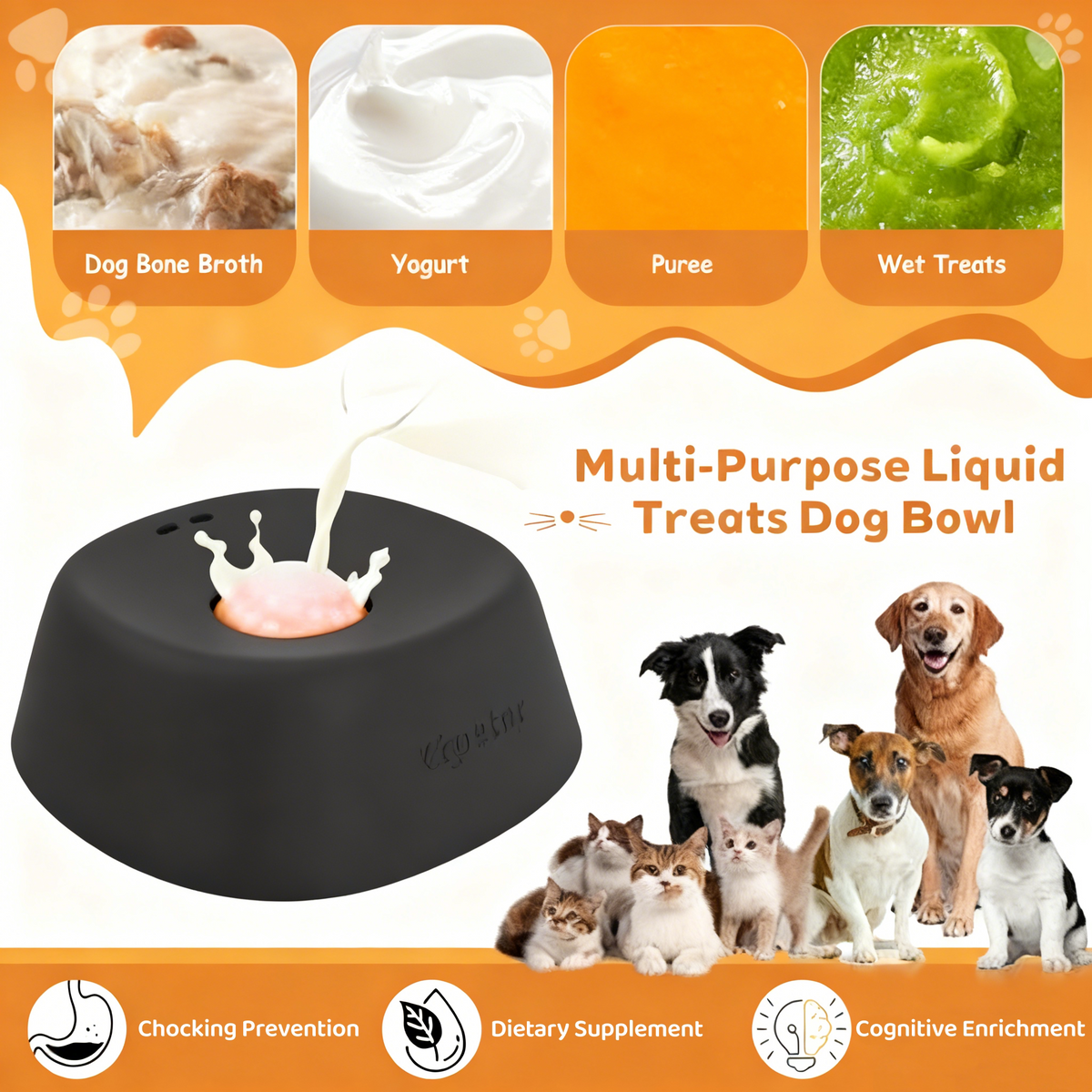 Anti-Overflow Slow-Feeding Pet Bowl