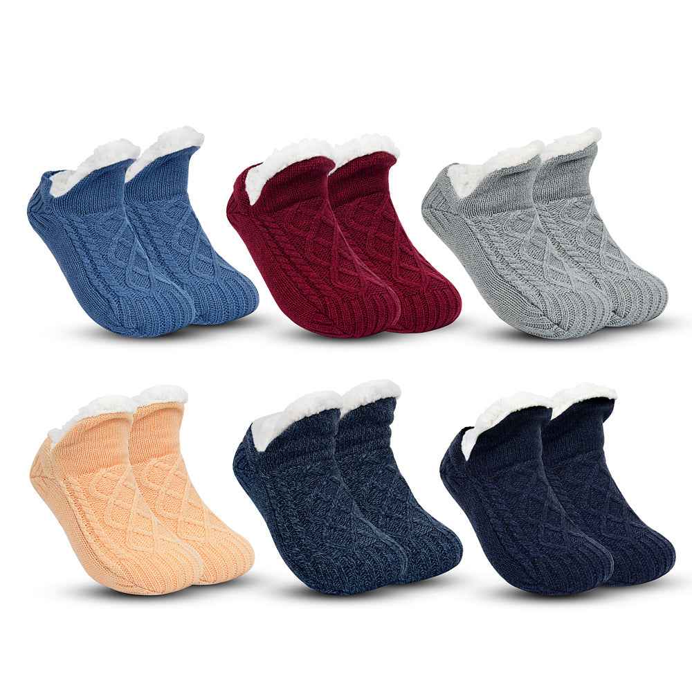 Anti-slip sleep socks with glue on the soles of the feet