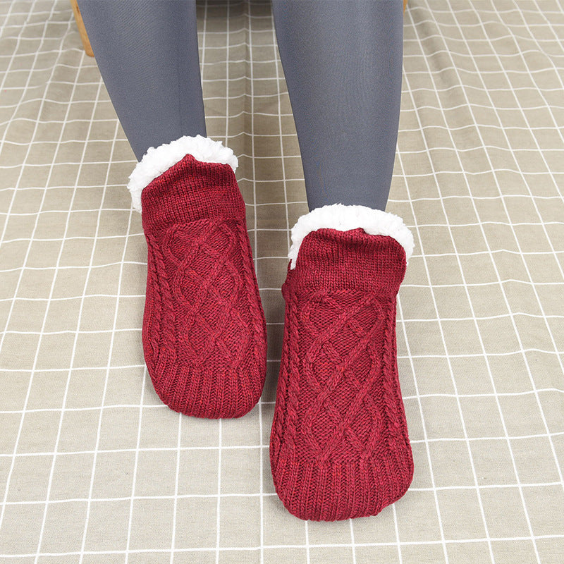 Anti-slip sleep socks with glue on the soles of the feet