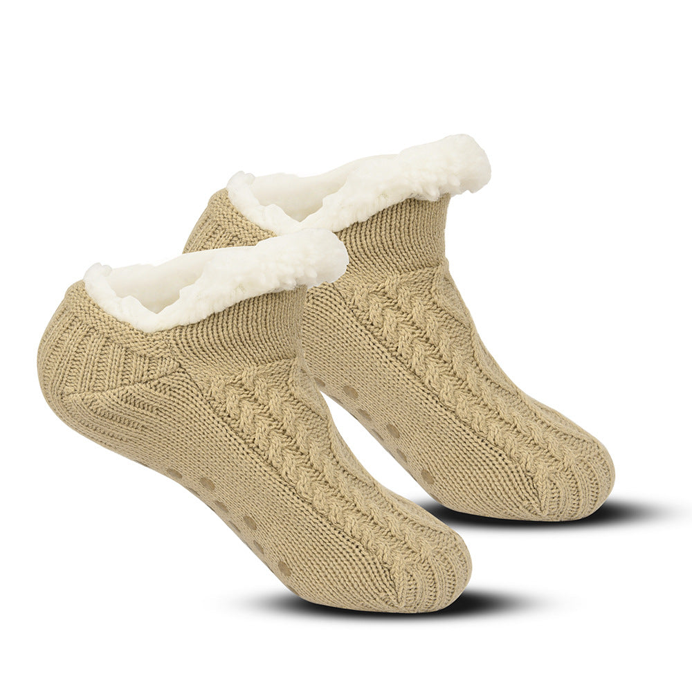 Anti-slip sleep socks with glue on the soles of the feet