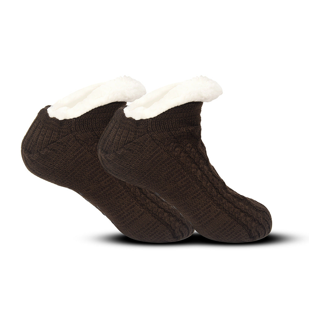 Anti-slip sleep socks with glue on the soles of the feet