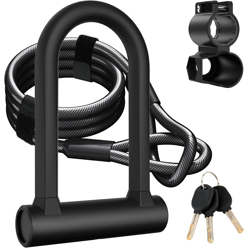 Anti-theft Bicycle U-Lock with Steel Cable