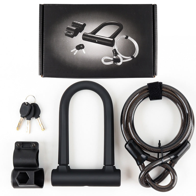 Anti-theft Bicycle U-Lock with Steel Cable