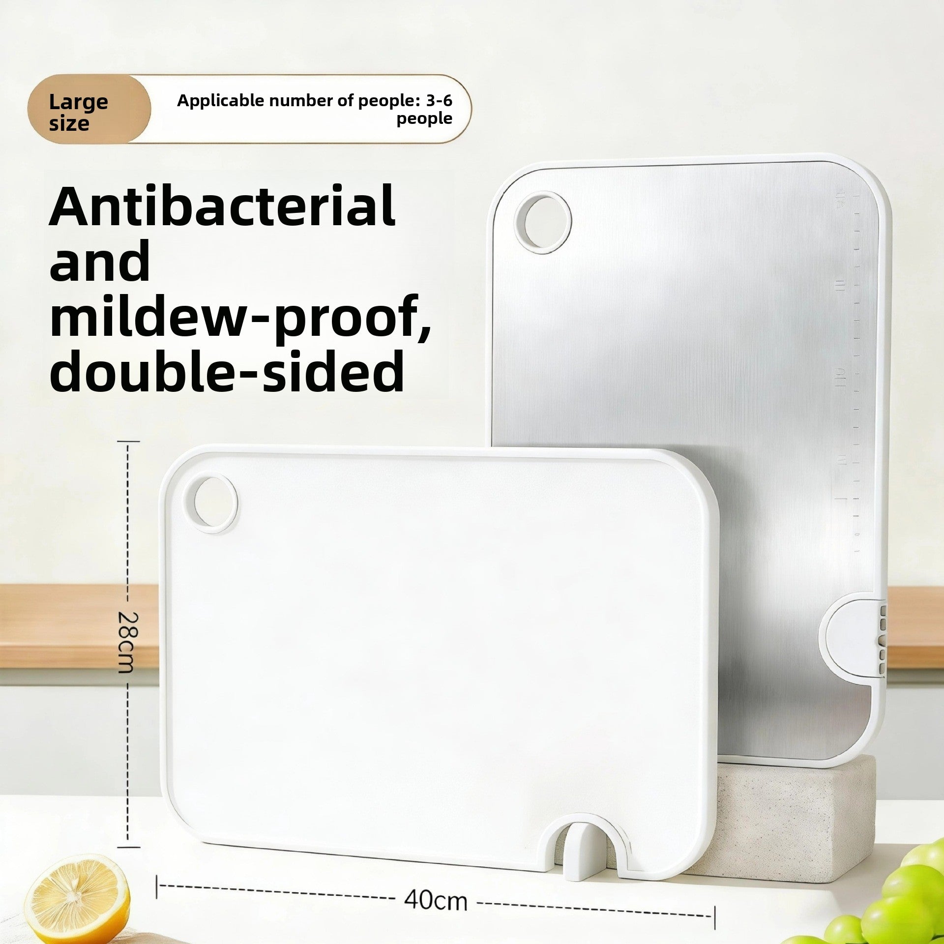 Antibacterial Kitchen Cutting Board with Stainless Steel