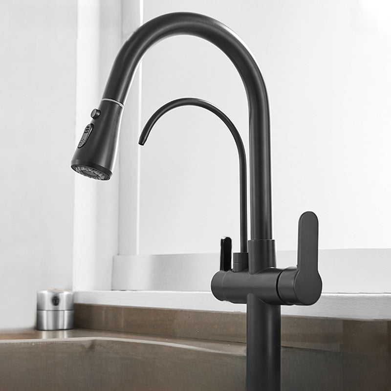 Antique Brass Pull Out Kitchen Faucet