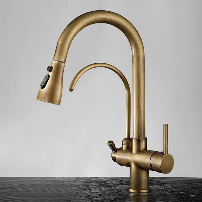 Antique Copper Three-in-One Kitchen Faucet