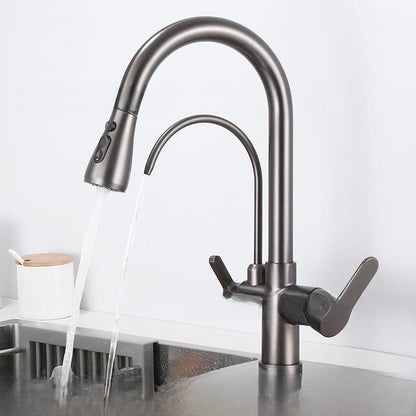 Antique Copper Three-in-One Kitchen Faucet