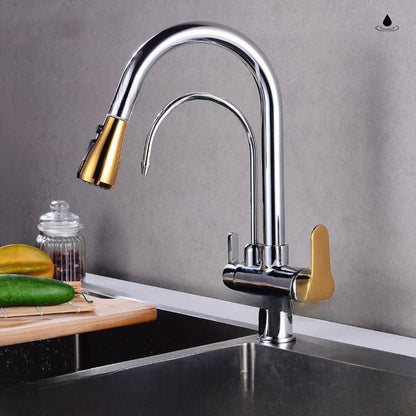 Antique Copper Three-in-One Kitchen Faucet