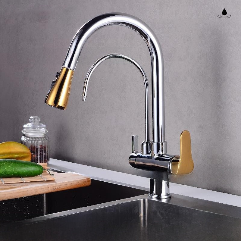 Antique Copper Three-in-One Kitchen Faucet