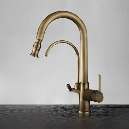 Antique Copper Three-in-One Kitchen Faucet