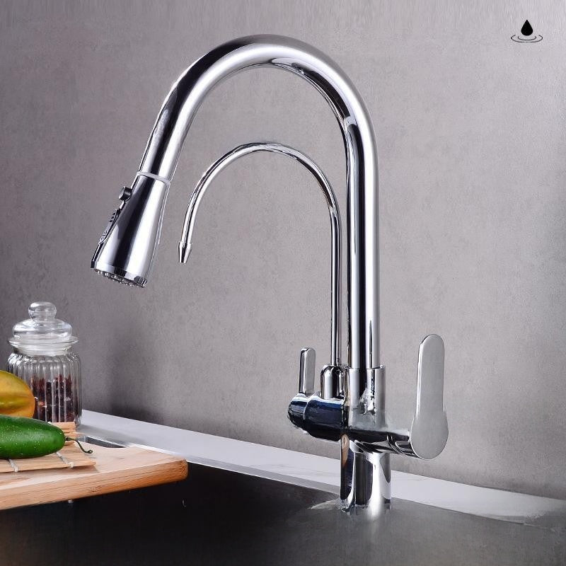 Antique Copper Three-in-One Kitchen Faucet