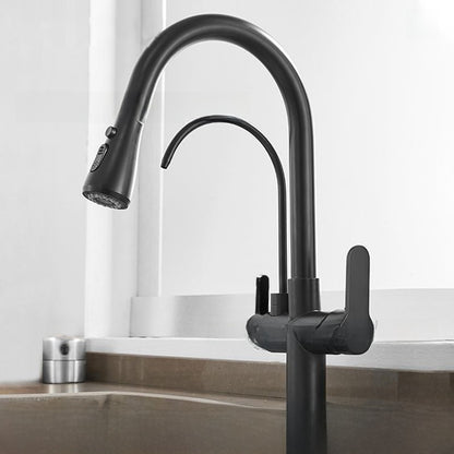 Antique Copper Three-in-One Kitchen Faucet