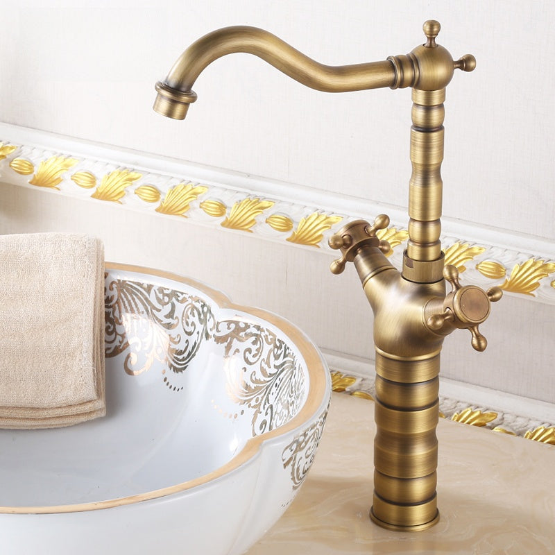 Antique Copper Washbasin Faucet Hot and Cold
