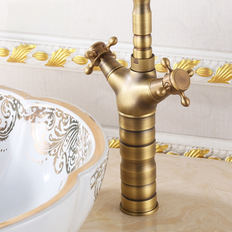 Antique Copper Washbasin Faucet Hot and Cold