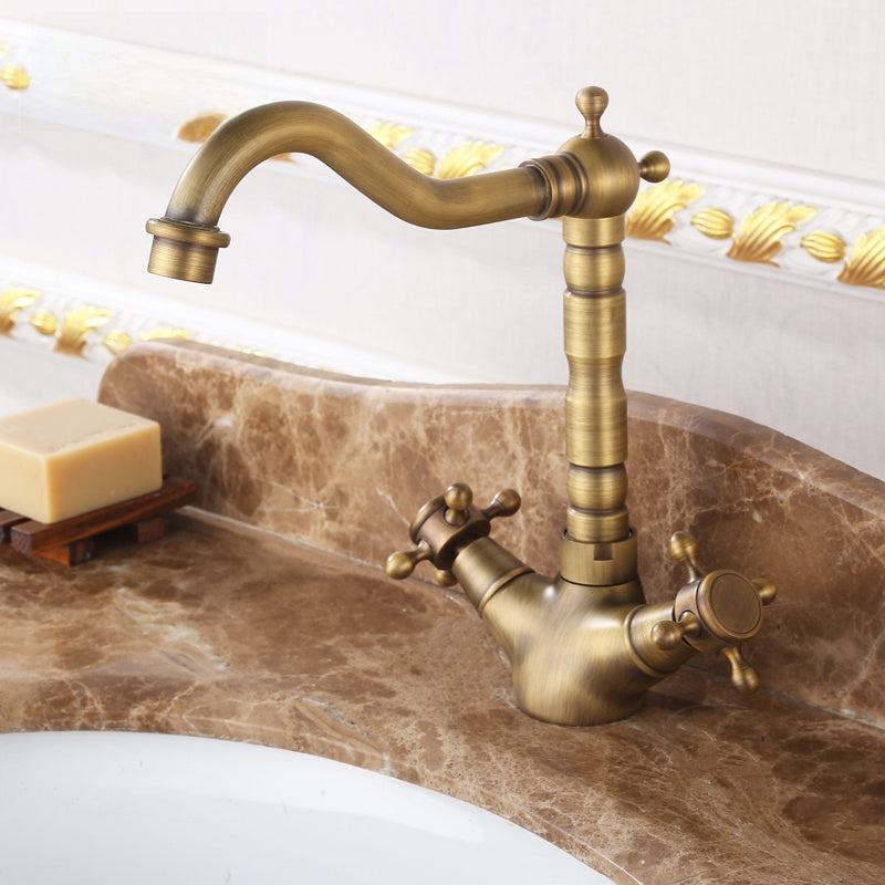 Antique Copper Washbasin Faucet Hot and Cold