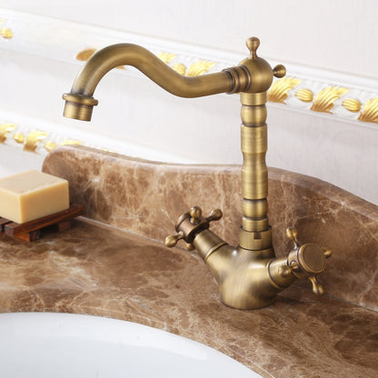 Antique Copper Washbasin Faucet Hot and Cold