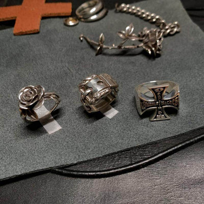 Antique rose cross ring