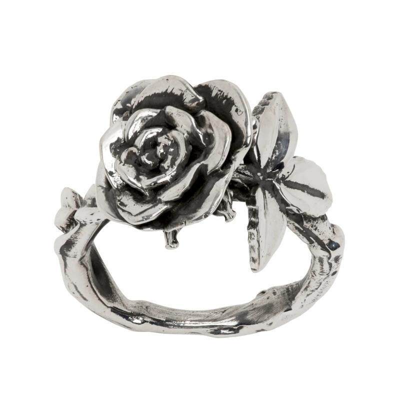 Antique rose cross ring