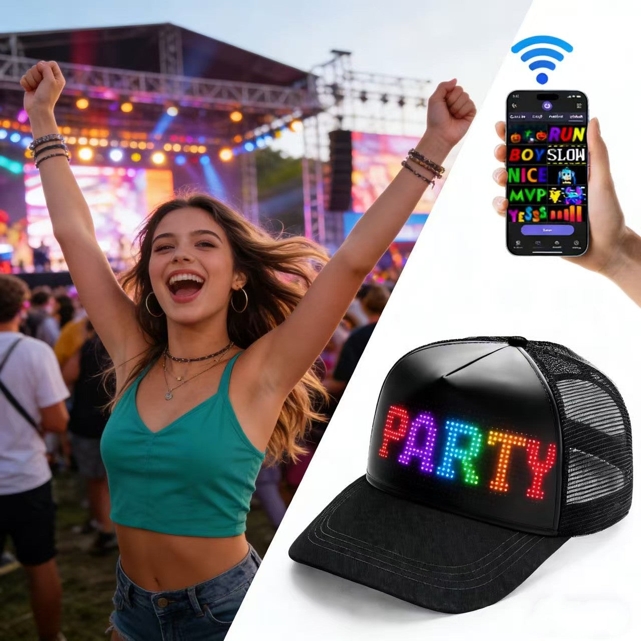 App Controlled LED Display Baseball Cap