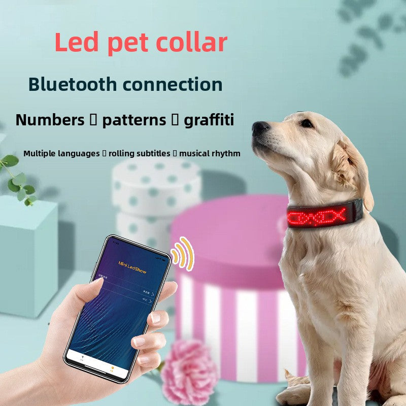 App Controlled LED Pet Collar with Scrolling Text Light