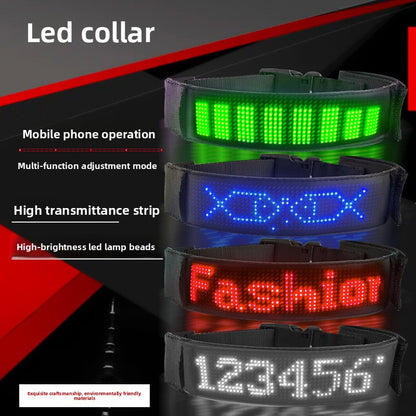 App Controlled LED Pet Collar with Scrolling Text Light