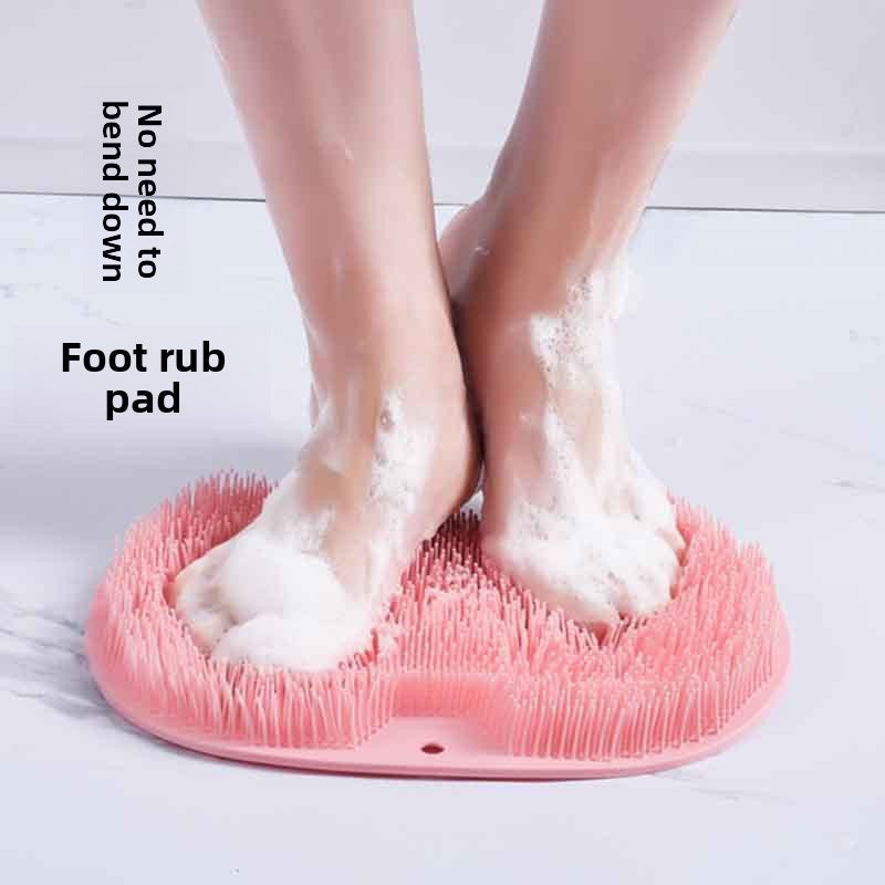 Apple-shaped wall-mounted foot scrubber pad